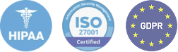 Prescreening landing page HIPAA ISO GDPR badge